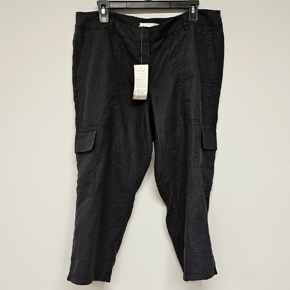 Eileen Fisher Linen Cargo Capri Pant, Graphite, Size 12 - Picture 1 of 12